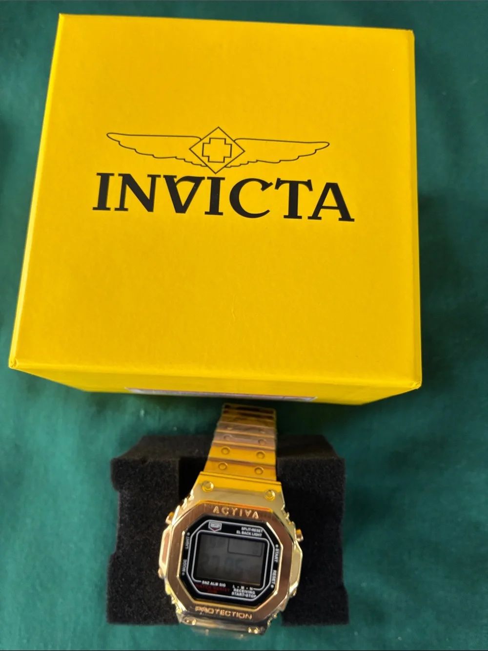 INVICTA New Gold Digital Retro Sports Watch with Metal Bracelet
